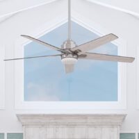 Harbor Breeze 42610 Flanagan 62-in Brushed Nickel with Driftwood/Sienna Blades LED Ceiling Fan With Light and Remote Control Included 5 -Blade