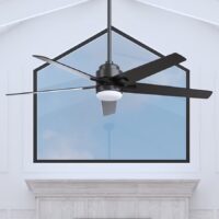 Harbor Breeze 42611 Flanagan 62-in Matte Black with Black/Driftwood Blades LED Ceiling Fan With Light and Remote Control Included 5 -Blade