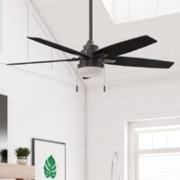 Harbor Breeze 42858 Windshore Easy2Hang 52-in Matte Black with Espresso/Mocha Blades LED Ceiling Fan With Light 5 -Blade