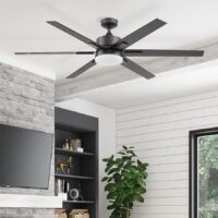 Harbor Breeze 43332 Cumberland 62-in Matte Black with Espresso Mocha Blades LED Ceiling Fan With Light and Remote Control Included 6 -Blade