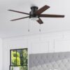 Harbor Breeze 43492 Fairbanks Easy2Hang 52-in Matte Black with Black/Sable Blades Adjustable White LED Covered Outdoor Flush Mount Ceiling Fan With Light and Pull Chain Included 5 -Blade