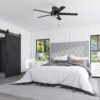 Harbor Breeze 43492 Fairbanks Easy2Hang 52-in Matte Black with Black/Sable Blades Adjustable White LED Covered Outdoor Flush Mount Ceiling Fan With Light and Pull Chain Included 5 -Blade