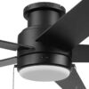 Harbor Breeze 43492 Fairbanks Easy2Hang 52-in Matte Black with Black/Sable Blades Adjustable White LED Covered Outdoor Flush Mount Ceiling Fan With Light and Pull Chain Included 5 -Blade