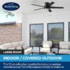 Harbor Breeze 43492 Fairbanks Easy2Hang 52-in Matte Black with Black/Sable Blades Adjustable White LED Covered Outdoor Flush Mount Ceiling Fan With Light and Pull Chain Included 5 -Blade