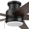 Harbor Breeze 43492 Fairbanks Easy2Hang 52-in Matte Black with Black/Sable Blades Adjustable White LED Covered Outdoor Flush Mount Ceiling Fan With Light and Pull Chain Included 5 -Blade