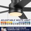 Harbor Breeze 43492 Fairbanks Easy2Hang 52-in Matte Black with Black/Sable Blades Adjustable White LED Covered Outdoor Flush Mount Ceiling Fan With Light and Pull Chain Included 5 -Blade