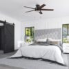 Harbor Breeze 43492 Fairbanks Easy2Hang 52-in Matte Black with Black/Sable Blades Adjustable White LED Covered Outdoor Flush Mount Ceiling Fan With Light and Pull Chain Included 5 -Blade