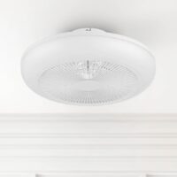 Harbor Breeze 43580 Eastland 18-in White with Clear Blades Flush Mount Fandelier Ceiling Fan With Light and Remote Control Included 5 -Blade