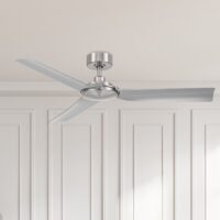 Harbor Breeze AR17-52BN Lochwood 52-in Brushed Nickel with Matte Silver Blades Covered Outdoor Ceiling Fan Without Light and Wall Control Included 3 -Blade