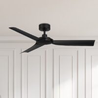 Harbor Breeze AR17-52MBK Lochwood 52-in Matte Black with Matte Black Blades Covered Outdoor Ceiling Fan Without Light and Wall Control Included 3 -Blade