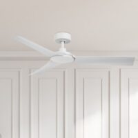 Harbor Breeze AR17-52MWH Lochwood 52-in Matte White with Matte White Blades Covered Outdoor Ceiling Fan Without Light and Wall Control Included 3 -Blade