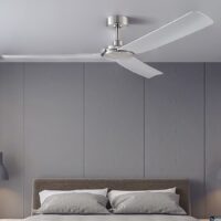 Harbor Breeze AR17-60BN Lochwood 60-in Brushed Nickel with Matte Silver Blades Covered Outdoor Ceiling Fan Without Light and Wall Control Included 3 -Blade