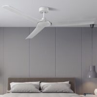 Harbor Breeze AR17-60MWH Lochwood 60-in Matte White with Matte White Blades Covered Outdoor Ceiling Fan Without Light and Wall Control Included 3 -Blade