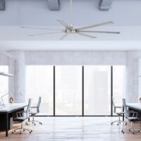 Harbor Breeze AR22-100BN Megalodon 100-in Brushed Nickel with Matte Silver Blades Covered Outdoor Ceiling Fan Without Light and Wall Switch Included 7 -Blade
