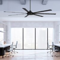 Harbor Breeze AR22-100MBK Megalodon 100-in Matte Black with Matte Black Blades Covered Outdoor Ceiling Fan Without Light and Wall Switch Included 7 -Blade