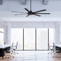 Harbor Breeze AR22-80MBK Megalodon 80-in Matte Black with Matte Black Blades Covered Outdoor Ceiling Fan Without Light and Wall Switch Included 7 -Blade