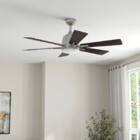 Harbor Breeze BRD48BNK6LR Bradbury 48-in Brushed Nickel with Sable Mink Blades LED Downrod or Flush Mount Ceiling Fan With Light and Remote Control Included 6 -Blade