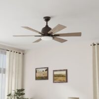 Harbor Breeze BRD48OSB6LR Bradbury 48-in Bronze with Aged Cherry/Walnut Blades LED Downrod or Flush Mount Ceiling Fan With Light and Remote Control Included 6 -Blade