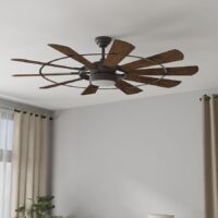 Harbor Breeze EUK60BZ10LRS Henderson 60-in Bronze with Mahogany Blades LED Ceiling Fan With Light and Remote Control Included 10 -Blade