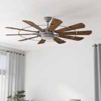 Harbor Breeze EUK60GV10LR Henderson 60-in Galvanized with Rustic Weathered Oak Blades LED Ceiling Fan With Light and Remote Control Included 10 -Blade