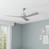 Harbor Breeze GTA52BNK3R Stokes II Easy2Hang 52-in Brushed Nickel with Brushed Nickel Blades Covered Outdoor Downrod or Flush Mount Propeller Ceiling Fan Without Light and Remote Control Included 3 -Blade
