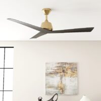 Harbor Breeze GTA52GD3R Stokes II Easy2Hang 52-in Gold with Matte Black Blades Covered Outdoor Downrod or Flush Mount Propeller Ceiling Fan Without Light and Remote Control Included 3 -Blade