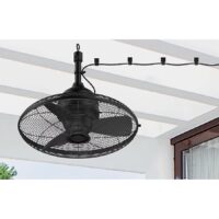 Harbor Breeze L1120H-BK Valdosta 20-in Black with Black Blades Uncovered Outdoor Cage Ceiling Fan Without Light 3 -Blade
