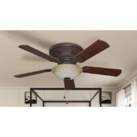 Harbor Breeze L1901 Lynstead 52-in Specialty Bronze with Mink/Cinnamon Blades Flush Mount Ceiling Fan With Light and Pull Chain Included 5 -Blade
