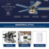 Harbor Breeze 43347 Lindholm 52-in Matte Black with Mocha/Espresso Blades Covered Outdoor Ceiling Fan With Light and Remote Control Included 5 -Blade
