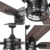 Harbor Breeze 43347 Lindholm 52-in Matte Black with Mocha/Espresso Blades Covered Outdoor Ceiling Fan With Light and Remote Control Included 5 -Blade