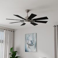 Harbor Breeze Allenhurst 52-in Brushed Nickel with Matte Blades Covered Outdoor Downrod or Flush Mount Ceiling Fan With Light and Remote Control Included 8 -Blade