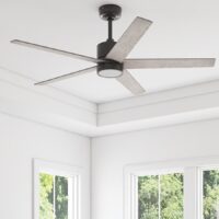 Harbor Breeze 43354 Snover 52-in Black with Matte Black/Gray Oak Blades Ceiling Fan With Light and Remote Control Included 5 -Blade