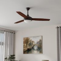 Harbor Breeze TG44OSB3D1RC Beach Creek 44-in Bronze with Sable/Auburn Blades LED Downrod or Flush Mount Ceiling Fan With Light and Remote Control Included 3 -Blade
