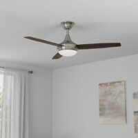 Harbor Breeze TG52BNK3D1RC Beach Creek 52-in Brushed Nickel with Sable/Mink Blades LED Downrod or Flush Mount Ceiling Fan With Light and Remote Control Included 3 -Blade