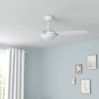 Harbor Breeze TG52LW3D1RCS Beach Creek 52-in White with White/Barnwood Blades LED Downrod or Flush Mount Ceiling Fan With Light and Remote Control Included 3 -Blade