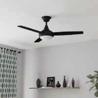 Harbor Breeze TG52MBK3D1RC Beach Creek 52-in Matte Black with Matte Black/Auburn Blades LED Downrod or Flush Mount Ceiling Fan With Light and Remote Control Included 3 -Blade