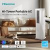 Hisense APT0825UW1WD Tower Inverter 8000 BTU (DOE) 115-Volt Vented Medium Room Smart Portable Air Conditioner with Heater, Remote Included