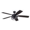 Honeywell 50614-26 Carnegie 52-in Matte Black with Rough Pine/Dark Chestnut Blades Cage Ceiling Fan With Light and Remote Control Included 5 -Blade