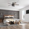 Honeywell 50614-26 Carnegie 52-in Matte Black with Rough Pine/Dark Chestnut Blades Cage Ceiling Fan With Light and Remote Control Included 5 -Blade
