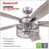 Honeywell 51460-26 Carnegie 52-in Pewter with Rough Pine Gray Oak Blades Cage Ceiling Fan With Light and Remote Control Included 5 -Blade