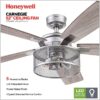 Honeywell 51460-26 Carnegie 52-in Pewter with Rough Pine Gray Oak Blades Cage Ceiling Fan With Light and Remote Control Included 5 -Blade