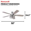 Honeywell 51460-26 Carnegie 52-in Pewter with Rough Pine Gray Oak Blades Cage Ceiling Fan With Light and Remote Control Included 5 -Blade