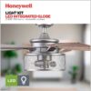 Honeywell 51460-26 Carnegie 52-in Pewter with Rough Pine Gray Oak Blades Cage Ceiling Fan With Light and Remote Control Included 5 -Blade
