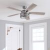 Honeywell 51460-26 Carnegie 52-in Pewter with Rough Pine Gray Oak Blades Cage Ceiling Fan With Light and Remote Control Included 5 -Blade