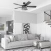 Honeywell 51855-26 Carnegie 52-in Matte Black and Gray Oak with Gray Oak Blades Ceiling Fan With Light and Remote Control Included 5 -Blade