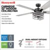 Honeywell 51855-26 Carnegie 52-in Matte Black and Gray Oak with Gray Oak Blades Ceiling Fan With Light and Remote Control Included 5 -Blade