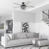 Honeywell 51855-26 Carnegie 52-in Matte Black and Gray Oak with Gray Oak Blades Ceiling Fan With Light and Remote Control Included 5 -Blade