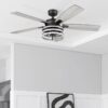 Honeywell 51855-26 Carnegie 52-in Matte Black and Gray Oak with Gray Oak Blades Ceiling Fan With Light and Remote Control Included 5 -Blade