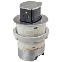 Hubbell RCT200ALU 15A Tri-Power Pop Up Counter Receptacle 15 -Amp 125-volt Tamper Resistant Recessed Pop-Out Residential Commercial Duplex Outlet Receptacles , Aluminum