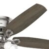 Hunter 51112 Builder Plus 52-in Brushed Nickel with Light Gray Oak Blades Flush Mount Ceiling Fan With Light and Pull Chain Included 5 -Blade